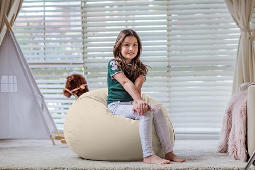 Wekapo Stuffed Animal Storage Bean Bag Chair Cover for Kids | Stuffable Zipper Beanbag for Organizing Children Plush Toys Large Premium Cotton Canvas (Almond Oil, XX-Large) - color: Almond Oil, size: XX-Large