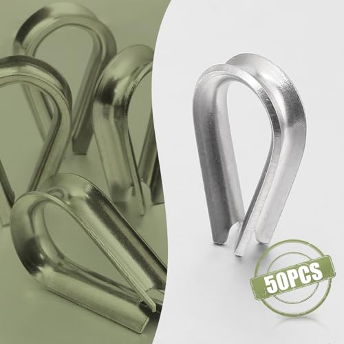 M2 Wire Rope Thimble, 304 Stainless Steel Thimble for 1/16-3/32 Inch Diameter Wire Rope, 50 Pieces - size: M2