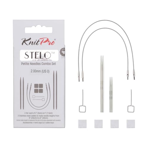 KnitPro Stelo Petite Interchangeable Needle Combo Set 2" (5cm) & 3" (7.5cm) | US 0 (2mm) - size: US Size 0 (2mm)