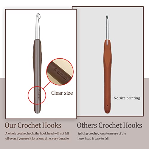 QMNNMA 6 mm Crochet Hook, Ergonomic Crochet Hooks for Arthritic Hands | Crochet Needles for Yarn, Knitting Needles for Beginners, Left-handed People Crocheting Yarn, Good for Making Blankets - size: 6mm