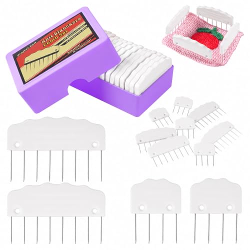 20pcs Knit Blocking Pin Kit, Knit Blockers Combs for Crochet Knitting Blocking Board Mats, Knit Blocking Pins for Crochet Projects Sewing Lace Needlework Projects Tool (White) - color: White