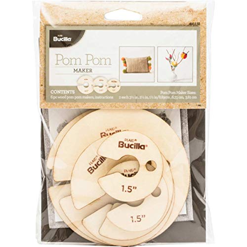 Bucilla 6 Piece Wood Pom Pom Maker, 3 Sizes