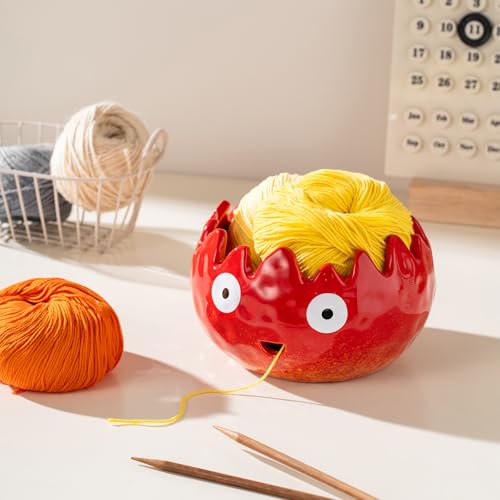 Ceramic Yarn Holder Crochet Bowl, Flame Yarn Bowl for Crocheting-Crochet Bowls