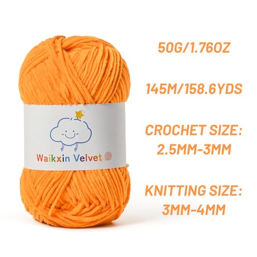 2 Pack Fluffy Chenille Yarn for Crocheting, Baby Yarn for Crocheting Soft, 100g/3.5oz Velvet Amigurumi Yarn, Fingering Weight Yarns for Crocheting Baby Blankets、DIY Craft.(2 Orange) - color: [2 Orange]