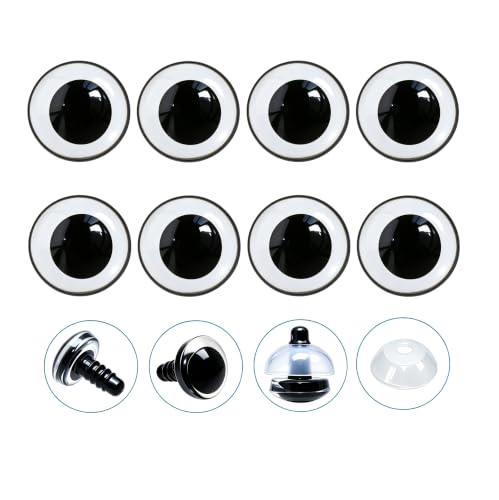40Pcs 3D Clear Safety Eyes and Washers - Thalinfayi 25mm Round Pupils Safety Eyes Crochet Amigurumi Eyes for DIY Crochet Doll, Amigurumi, Crafts Supplies - color: Round Pupils Safety Eyes, size: 25mm(1 inch)