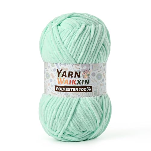 Soft Chenille Yarn for Crocheting, Fluffy Chunky Crochet Yarn for Baby Blanket, (1.76oz/65.6yds) Fuzzy Velvet Yarn for Amigurumi&DIY Puzzle、Crafts、Scarf(Aqua Green) - color: Aqua Green