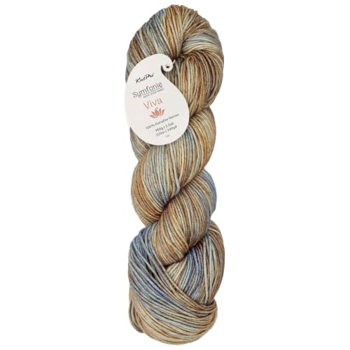 KnitPro Symfonie DK Weight Merino Wool Yarn 240yds, 100g, Blue Dune | 100% Extrafine Merino, Hand Dyed, OEKO-TEX Certified, Superwash, Colorfast, #3 Yarn Skein for Knitting & Crochet - color: Blue Dune