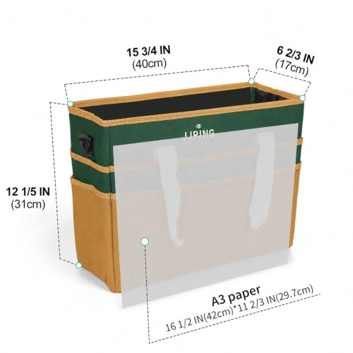 JJRING Craft Organizer Tote Bag Large Art Storage Caddy Deep Green&Yellow | With Multiple Pockets For Sewing, Scrapbooking, School, Medical, And Office Supplies - color: Deep Green&Yellow, size: Large