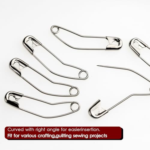 100 Pcs Curved Safety Pins for Quilting Basting Pins 54mm/2.0inch | 100 Pack Curved Safety Pins for Quilting Basting Pins 54mm/2.0inch Quilting Safety Pins Stainless Steel Quilting Pins - size: 2 inch