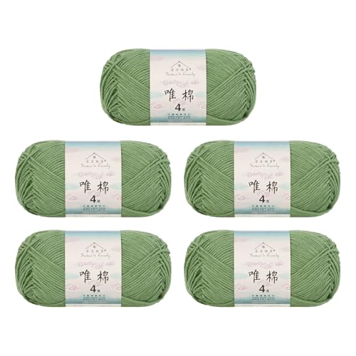 Susan's Family Combed Cotton 4 ply Yarn 5x50g-5Packs-32#Aspen Green | 5skein pack balance 60cotton40acrylic blend Fingering Yarn Soft breathable durable crochet and knit baby blanket cardigan toy - color: 32#Aspen Green