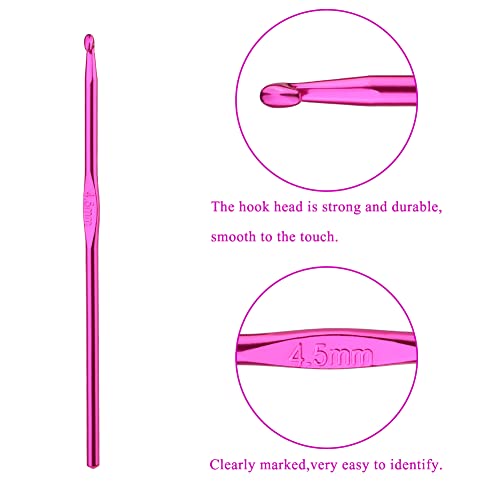 Iuuidu 4.5mm Aluminum Crochet Hook, Smooth Crochet Needles | Crochet Hooks for Arthritic Hands, Knitting Needles for Yarn Craft, Great Handmade DIY Present for Friends, Random Color - color: Aluminum Crochet Hook, size: 4.5mm