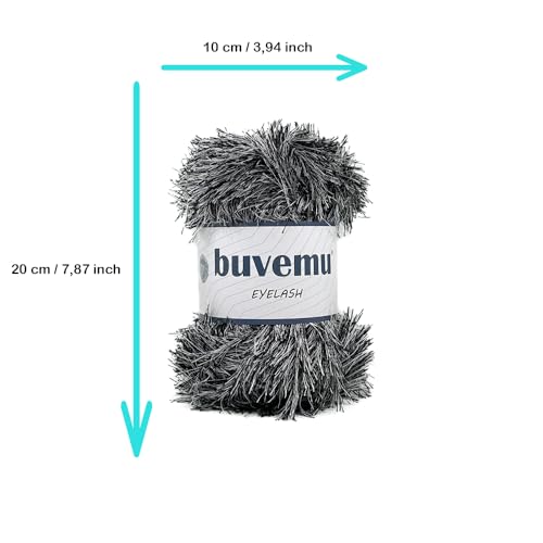 Eyelash Fun Fur Yarn for Crochet, Knitting & Crafts, Black White | 100% Polyester, 100 g (3.53 oz), 175 yd (160 m), Ideal for Amigurumi, Graduation Leis, Bags, Rugs, Scarves & Plush Toys - color: Black White, size: 1 Pack