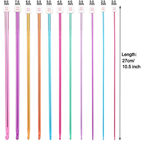 Coopay Complete Tunisian Crochet Hooks Set, Knitting & Crochet Supplies | 11Pcs 2.0-8.0mm Metal Long Crochet Hooks and 12Pcs 3.0-10.0mm Carbonized Bamboo Afghan Crochet Needles with Cable(All-in-One) - color: Tunisian Mixed Set With Accessories