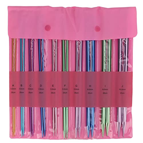Chazcool Knitting Needles Set, 25cm Aluminum Knitting Accessories, Single Pointed Colored Ultra Light Knitting Accessories 3mm-10mm