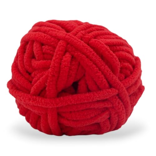 Okeydokeys Super Bulky Chenille Yarn Size 6, 3-Pack,150g/114y, Thick Fluffy Yarn for Crocheting Baby Blankets, Amigurumi. Cherry Slush Red #18 - color: Cherry Slush Red #18, size: 3-Pack ($5.00/skein)