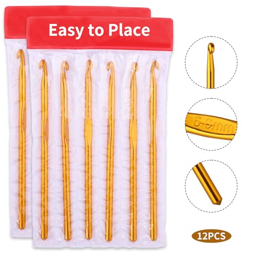 12PCS 6mm Crochet Hook, Aluminum US J/10 Small Crochet Hooks, Crochet Hooks for Beginners, Knitting Crochet Needles for Yarn Craft - color: 6mm