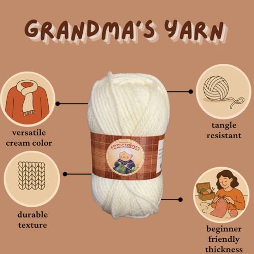 MaconGoods Grandma's Knitting Kit - Longer Scarf Kit - Complete Knitting Kit for Beginners - Includes Beginner Yarn, Bamboo Needles, Video Tutorial & Guide - Easy to Learn Knit Kit - style: Longer Scarf