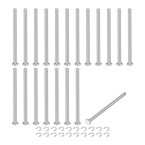 uxcell 20Set M3x50mm 304 Stainless Steel Cylindrical Shaft Snap Ring Locating Pin, Flat Head Grooved Hinge Cylinder Position Pin with E Clip Retaining Ring, Silver - size: M3x50mm