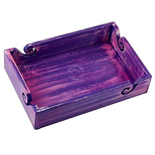 Hind Handicrafts Wooden Yarn Bowl Tray for Knitting and Crochet – 4-Way Handmade Rosewood Holder – Tangle-Free Yarn Organizer with Spiral Cut – Travel Friendly (Purple, 12" x 8" x 2.5") - color: Purple