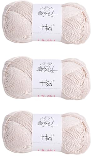 Linen Rayon Lyocell Blend Yarn, Superfine Fingering Weight (1), 150g/5.29oz (3 Strands, 50g/230yds per Strand)- 02 Milk Tea White - color: SM02-Milk Tea White