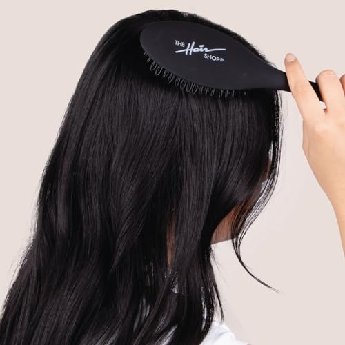 The Hair Shop Black Loop Brush - Salon Professional Grade with Matted Black and Ergonomic Design - Safe Detangler Tool for 100% Remy Human and Synthetic Hair Extensions and Wigs - color: Black