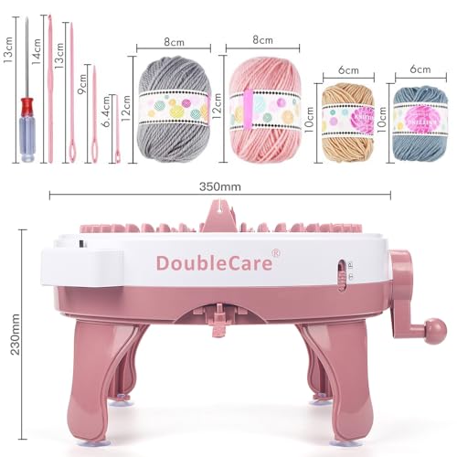 Knitting Machine 48 Needles,Smart Loom Knitting Machine with Row Counter | Knitting Board Rotating Double Knit Loom Machine for 𝐀𝐝𝐮𝐥𝐭𝐬 Gift,DIY Knit Scarf Hat Sock(with Wool) - size: 48BNeedles