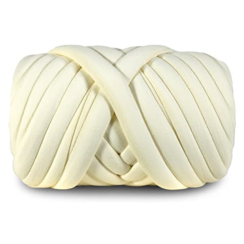 DIY Soft Polyester Bulky Yarn, Cream, 2.2 LBS, 41.5 Yards | Hand Knitting Blanket, Arm Knitting, Chunky Braided Knot Throw, Weave Craft Crochet, Pillow & Handbag - color: Cream (Polyester)