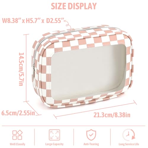 YOPCDJ 3PCS Clear Toiletry Bag, TSA Approved Travel Makeup Pouch with Zipper for Cosmetics and Toiletries, Diaper Bag Organizer Pouch Set, Women's Purse Organizer and Clear Car Bag - color: Pink, size: 3pcs
