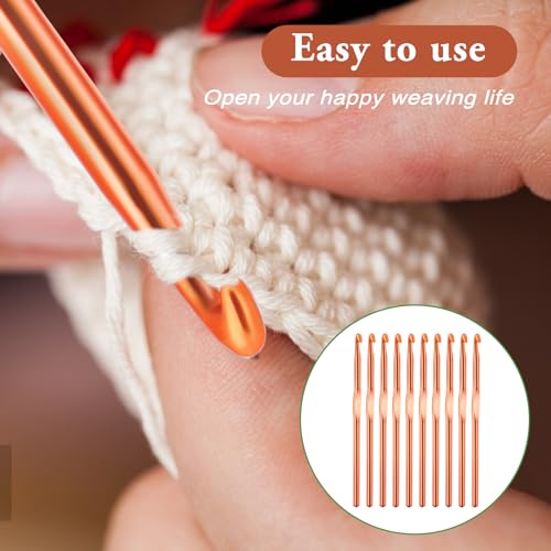 10Pcs 5.5mm Aluminum Crochet Hook, Size I (Size 9) Knitting Needles Craft Yarn, Crochet Hook for DIY Craft, Gold Crochet Needles for Knitting Scarf(Orange) - color: 5.5MM Orange
