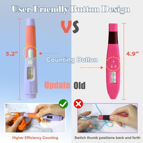 Yarniss 18 Size Digital Counting & Lighted Crochet Hooks Set 2.0mm-14.0mm | Interchangeable Crochet Hooks Set with Case - color: Lilac-18 Size with Light & Counter