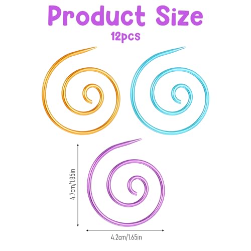 12 PCS Spiral Cable Knitting Needles, Cable Needles for Knitting Bent Tapestry Needles Knitting Tools for Yarn Sewing Cables Needle Shawl Pin for Beginners