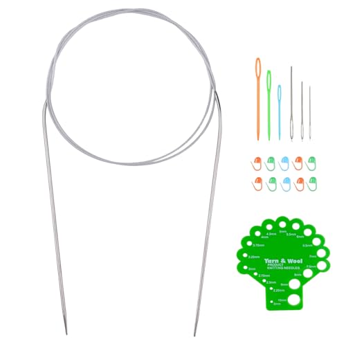 Hobekoee Circular Knitting Needle 40 inch (100cm),Size US 0 (2.0mm) Round Stainless Steel Knitting Needles for Smoothly Knit Blanket,Sweater,Coaster,Socks - size: US 0(2mm)