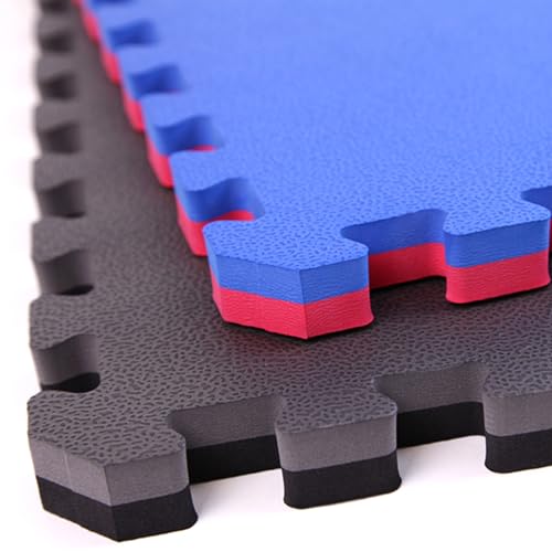 FlooringInc's 1" Thick Foam Tiles, 3'x3' or 2'x2' Reversable Interlocking Tiles, Ideal Yoga Mat, Gymnastics Mat, Workout Mat for MMA and Jiu Jitsu Training - color: Black/Gray, size: 24 - 3'x3' Tiles (216 Sq Ft)
