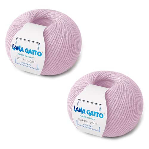 100% Merino Wool Yarn – Extrafine Super Soft Yarn for Knitting, Made in Italy by Lana Gatto, Super Soft Line, Pink-5284, 2-Pack (1.8 oz. / 137 yds Each) - color: Pink - 5284, size: 2