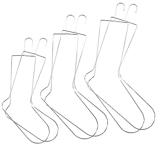 6Pcs Sock Blockers for Knitting & Crochet, Sock Drying Hanger | Metal, adults size, 2pcs of each size, small, medium, large, sock hanger for drying and knitting, smooth, won't snag socks, - size: 6pcs 3size M