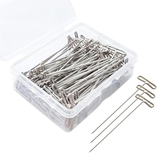 50 Pack 2 inch T Pins, T for Wigs, for Foam Head, T for Sewing, T for Blocking Knitting, Wig T, Blocking, T Pins for Office Wall 2 inch/ 51 mm