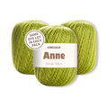 CIRCULO Anne Yarn Pack, 1641 yds for Knitting & Crochet, 3 Balls of 100% Mercerized Brazilian Virgin Cotton, Soft Fingering Weight, Color 5800 Pistachio - color: Green (5800 - Pistachio), style: 3-Pack