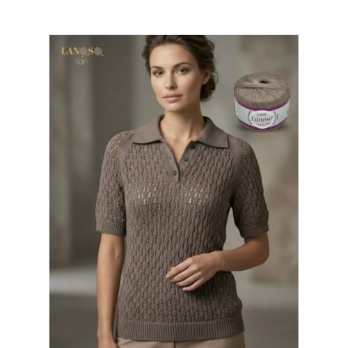 Lino Yarn - 50% Linen 50% Viscose Blend, 50g (1, 953) | Super Fine (1), 191 yds. Breathable natural fibers perfect for elegant summer knitting and crochet garments - color: 953
