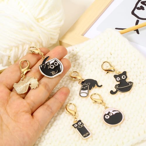 DoreenBeads Stitch Markers for Crocheting and Knitting | Alloy Enamel Crochet Marker Crochet Gifts for Knitting Weaving Sewing Accessories Quilting Jewelry Making - color: Black Cats