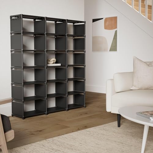 Mavivegue Bookcase, 18-Cube Extra Large Book Shelf, DIY Cube Storage Organizer for Bedroom, Living Room, Home Office - Black - color: Black, size: 18-Grid