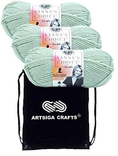 Lion Brand Yarn Vanna'S Choice 860-178 Sea Glass | 3 Skeins, Same Dye Lot, Project Bag, CYC #4 Worsted, 100% Acrylic, Ideal for Crochet, Knitting Blankets, Hats, Scarves - color: 860-178-Sea Glass