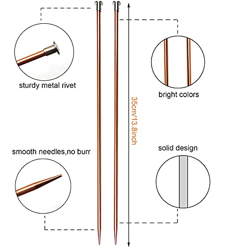 Mdoker 13.8 Inch Aluminum Knitting Needles Colored Straight Single Pointed Metal Sweater Knitting Needle for DIY Knitting Projects,Size US 7(4.5mm) - color: Champagne, size: US 7(4.5mm)