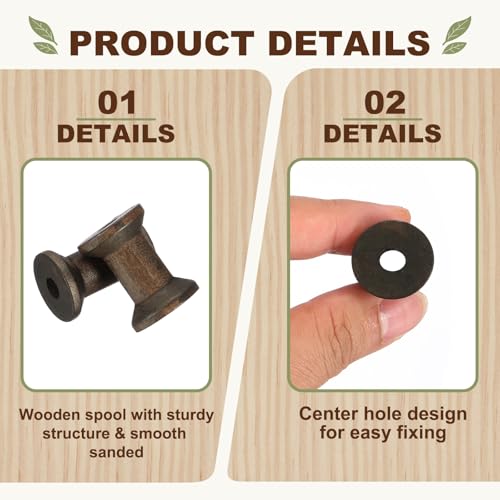 MECCANIXITY 26 Pcs 0.8"x1.2" Small Empty Thread Spools, Coffee Color Unfinished Wooden Spools Wire Weaving Bobbins, Wire Weaving Bobbins for Embroidery DIY Sewing Machines Cord Jewelry Chain - color: Coffee Color, size: 0.8"x1.2"