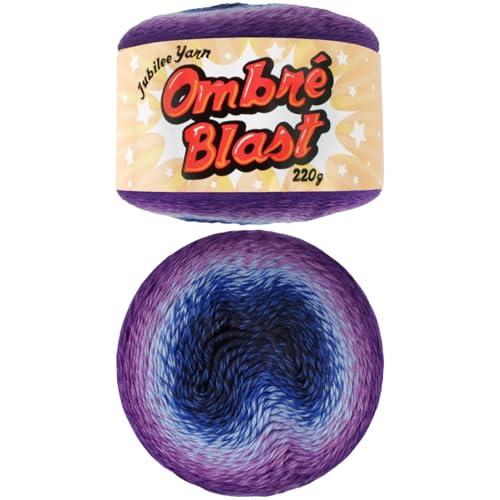 JubileeYarn Ombré Blast Yarn - 220g/cake Baby Weight Cotton - Shadowthrone - 1 Cake - color: 115 Shadowthrone, size: 1 Cake