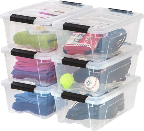 IRIS USA 6-Pack 13 Quart Storage Bins with Lids, Clear | Transparent design makes contents easy to find. Ideal for shoes, photos, documents, and small essentials. Nestable design - color: Clear, size: 13 Qt, style: 6 Pack