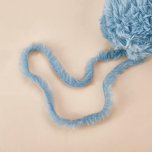 BEEFLYING 2 Roll Super Soft Fur Chunky Fluffy Faux Fur Yarn - Fluffy Eyelash Yarn for Crochet, Knit Blanket, Rug, Clothes - 230m (232.8yds, 51g2) - Sky Blue - color: Sky Blue