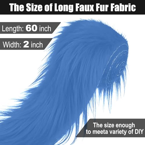 Sky Blue 2x60Inch Faux Fur Shaggy Plush Faux Fur, Fabric Precut Strips Fluffy Fuzzy Faux Fur, Craft Beard Hair, Beard Miniature Dolls Rugs Mats Gift, Winter Halloween Christmas Costume Party Decor - color: Sky Blue