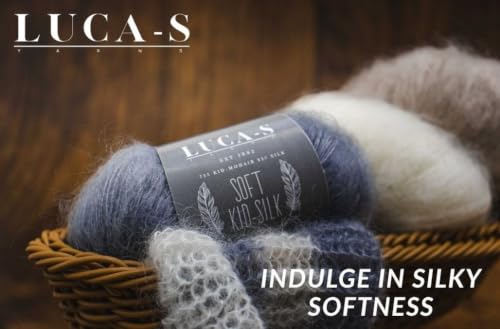 Soft Kid-Silk – 2 Skeins of Fluffy Lightweight Kid Mohair & Silk Yarn for Knitting & Crochet, 1.75 oz (50g), 460 yds (420m) Total - color: Green (28), size: 2 Units