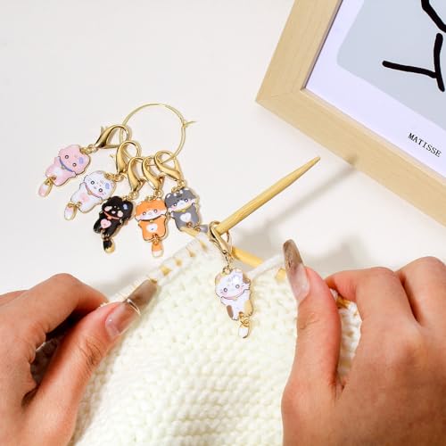 DoreenBeads Stitch Markers for Crocheting and Knitting | Alloy Enamel Crochet Marker Crochet Gifts for Knitting Weaving Sewing Accessories Quilting Jewelry Making - color: Drooling Cats