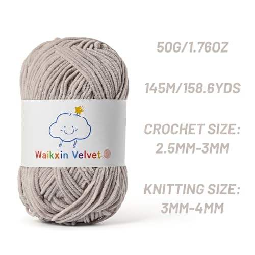 2 Pack Fluffy Chenille Yarn for Crocheting, Baby Yarn for Crocheting Soft, 100g/3.5oz Velvet Amigurumi Yarn, Fingering Weight Yarns for Crocheting Baby Blankets、DIY Craft.(2 Light Gray) - color: [2 Light Gray]